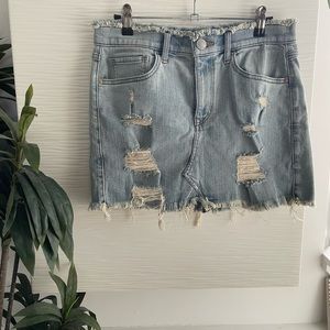 Express Distressed Denim Skirt